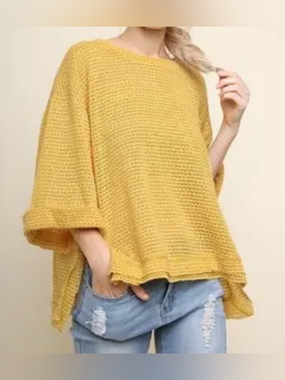 Umgee Oversized Knit Top in Mustard Yellow